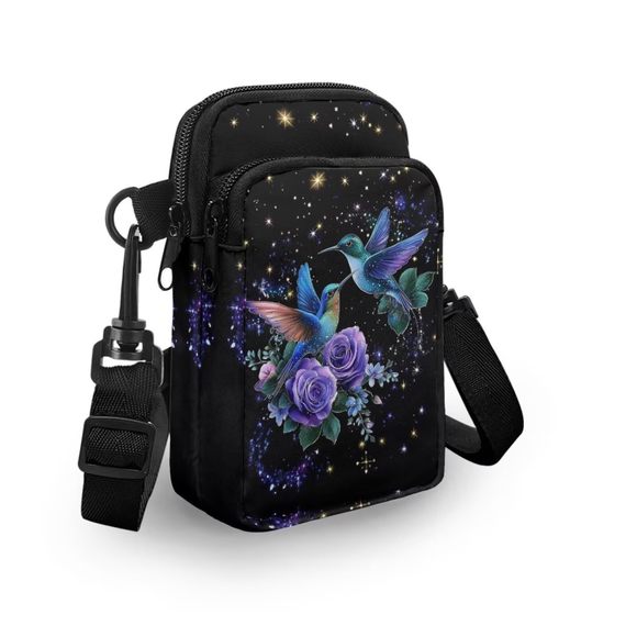 Hummingbird Small Crossbody Bag Canvas Cross Body Purses Rose Mini :P - Picture 3 of 6